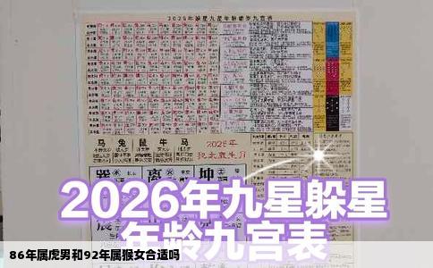86年属虎男和92年属猴女合适吗