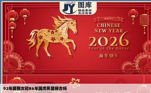 92年属猴女和86年属虎男属相合吗