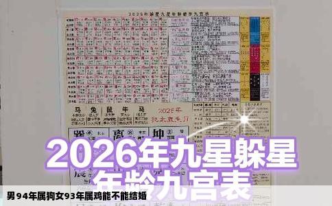 男94年属狗女93年属鸡能不能结婚