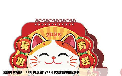 属猴男女姻缘：92年男属猴与92年女属猴的婚姻解析